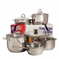Набор посуды 10 предметов "Классика-ПРИМА" со стеклянными крышками